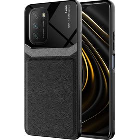 Kilifplus Xiaomi Poco M3 Deri Görünümlü Emiks Kapak Siyah Telefon Kılıfı