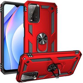 Kilifplus Xiaomi Poco M3 Zırhlı Standlı Mıknatıslı Tank Kapak Kırmızı Telefon Kılıfı