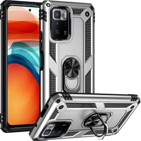 Kilifplus Xiaomi Poco X3 GT Zırhlı Standlı Mıknatıslı Tank Kapak Gümüş Telefon Kılıfı