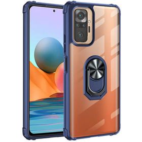 Kilifplus Xiaomi Redmi Note 10 Pro Standlı Arkası Şeffaf Kenarları Airbag Kapak Lacivert Kılıf