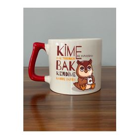 Kime Ne Yaptıysam Hakettiğinden Kırmızı Kulplu D Baskılı Kupa