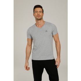 Kinetix SN221 Basic V Neck Gri Erkek Kısa Kol T-Shirt