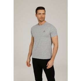 Kinetix SN234 Basic Raw Edge Gri Erkek Kısa Kol T-shirt