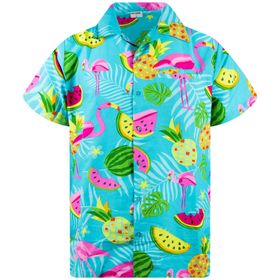 King Kameha Funky Hawaii Flamingo Kavun Turkuaz Erkek Gömlek