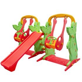 King Kids B Yeşil Kaydıraklı 2 Salıncaklı Oyun Seti