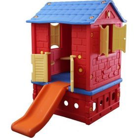 King Kids İki Kapılı Kaydıraklı Kırmızı Oyuncak Ev
