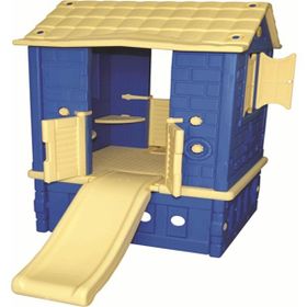 King Kids King Ev İki Kapılı Kaydıraklı Mavi Oyuncak Ev
