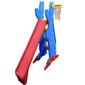 King Kids Plastik Kaydıraklı Potalı Salıncak Çocuk Oyun Malzemeleri Teddy Kırmızı Mavi Kaykay