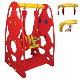 King Kids Sevimli Teddy Kırmızı Yeşil Plastik Salıncak