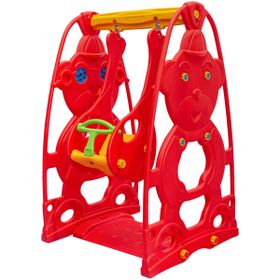 King Kids Sevimli Teddy Kırmızı Yeşil Plastik Salıncak