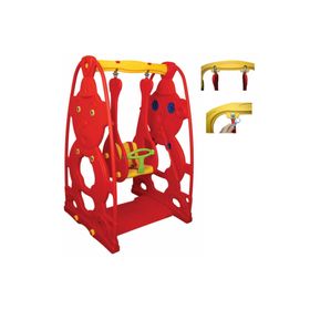 King Kids Sevimli Teddy Kırmızı Yeşil Plastik Salıncak