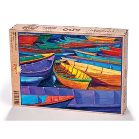 King Of Puzzle 500 Parça Ob08d Renkli Kayıklar Ahşap Puzzle