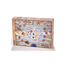 King Of Puzzle Çiçekli Kalp 1000 Parça Puzzle