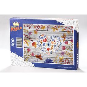 King Of Puzzle Çiçekli Kalp 500 Parça Puzzle