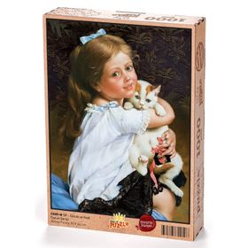 King Of Puzzle Çocuk ve Kedi 1000 Parça Puzzle