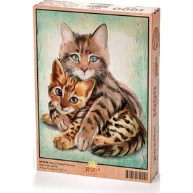King Of Puzzle Kedi ve Kaplan Yavrusu 1000 Parça Puzzle
