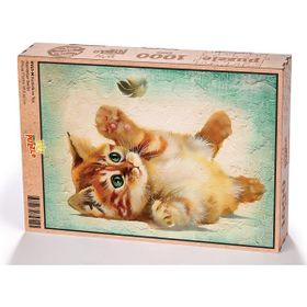 King Of Puzzle Kedicik ve Tüy 1000 Parça Puzzle