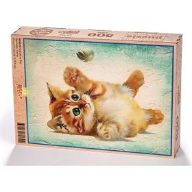 King Of Puzzle Kedicik ve Tüy 500 Parça Puzzle