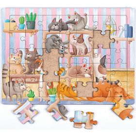 King Of Puzzle Kitaplıktaki Kediler 35 Parça Puzzle