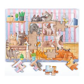 King Of Puzzle Kitaplıktaki Kediler 35 Parça Puzzle