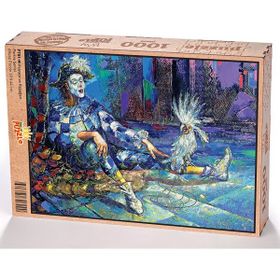 King Of Puzzle Palyaço ve Papağan Ahşap 1000 Parça Pt01-M Puzzle