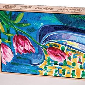 King Of Puzzle Pembe Laleler ve Gondol Venedik 1000 Parça Puzzle