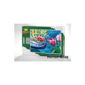 King Of Puzzle Pembe Laleler ve Gondol Venedik 3000 Parça Puzzle