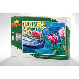 King Of Puzzle Pembe Laleler ve Gondol Venedik 3000 Parça Puzzle