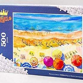 King Of Puzzle Plaj ve Renkli Şemsiyeler 500 Parça Puzzle