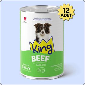 King Sos İçerisinde Et Parçacıklı Dana Etli 12x400 gr Köpek Konservesi