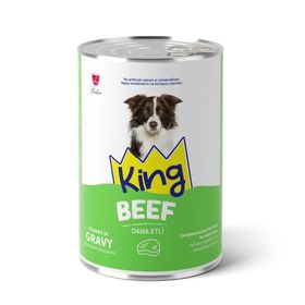 King Sos İçerisinde Et Parçacıklı Dana Etli 400 gr Köpek Konservesi