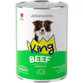 King Sos İçerisinde Et Parçacıklı Dana Etli 400 gr Köpek Konservesi