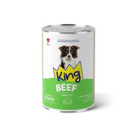 King Sos İçerisinde Et Parçacıklı Dana Etli 400 gr Köpek Konservesi