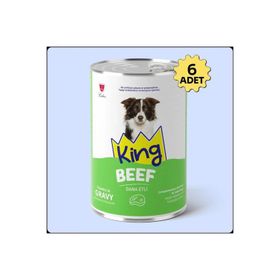 King Sos İçerisinde Et Parçacıklı Dana Etli 6x400 gr Köpek Konservesi