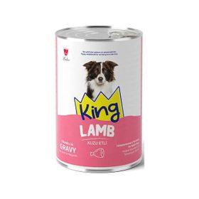 King Sos İçerisinde Et Parçacıklı Kuzu Etli 12x400 gr Köpek Konserve Maması
