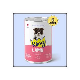King Sos İçerisinde Et Parçacıklı Kuzu Etli 6x400 gr Köpek Konserve Maması