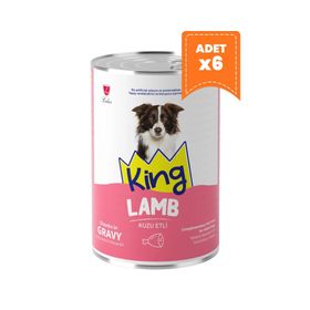 King Sos İçerisinde Et Parçacıklı Kuzu Etli 6x400 gr Köpek Konserve Maması