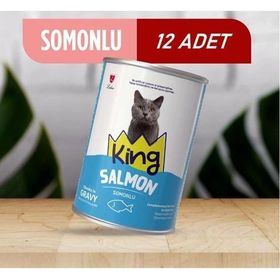 King Sos İçerisinde Et Parçacıklı Somonlu 12x400 gr Kedi Konservesi