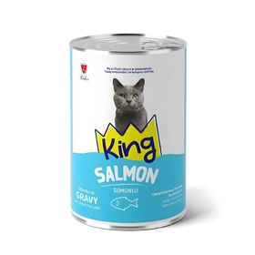 King Sos İçerisinde Et Parçacıklı Somonlu 400 gr Kedi Konservesi