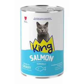 King Sos İçerisinde Et Parçacıklı Somonlu 400 gr Kedi Konservesi