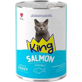 King Sos İçerisinde Et Parçacıklı Somonlu 400 gr Kedi Konservesi