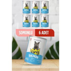 King Sos İçerisinde Et Parçacıklı Somonlu 6x400 gr Kedi Konservesi