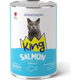 King Sos İçerisinde Et Parçacıklı Somonlu 6x400 gr Kedi Konservesi