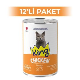 King Sos İçerisinde Et Parçacıklı Tavuklu 12x400 gr Kedi Konservesi