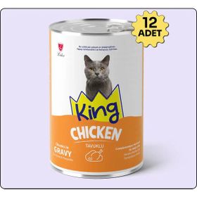 King Sos İçerisinde Et Parçacıklı Tavuklu 12x400 gr Kedi Konservesi