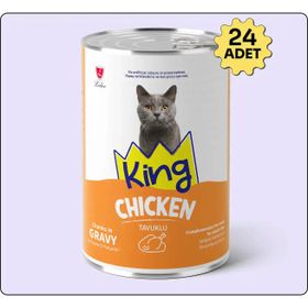 King Sos İçerisinde Et Parçacıklı Tavuklu 24x400 gr Kedi Konservesi