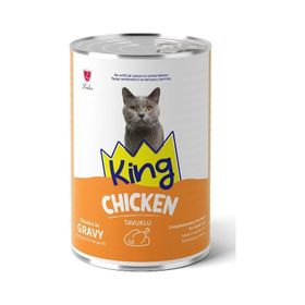 King Sos İçerisinde Et Parçacıklı Tavuklu 400 gr Kedi Konservesi