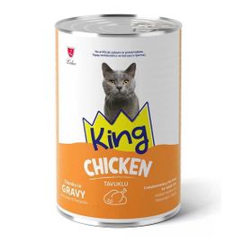 King Sos İçerisinde Et Parçacıklı Tavuklu 400 gr Kedi Konservesi