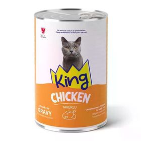 King Sos İçerisinde Et Parçacıklı Tavuklu 400 gr Kedi Konservesi