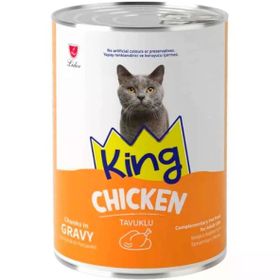 King Sos İçerisinde Et Parçacıklı Tavuklu 400 gr Kedi Konservesi